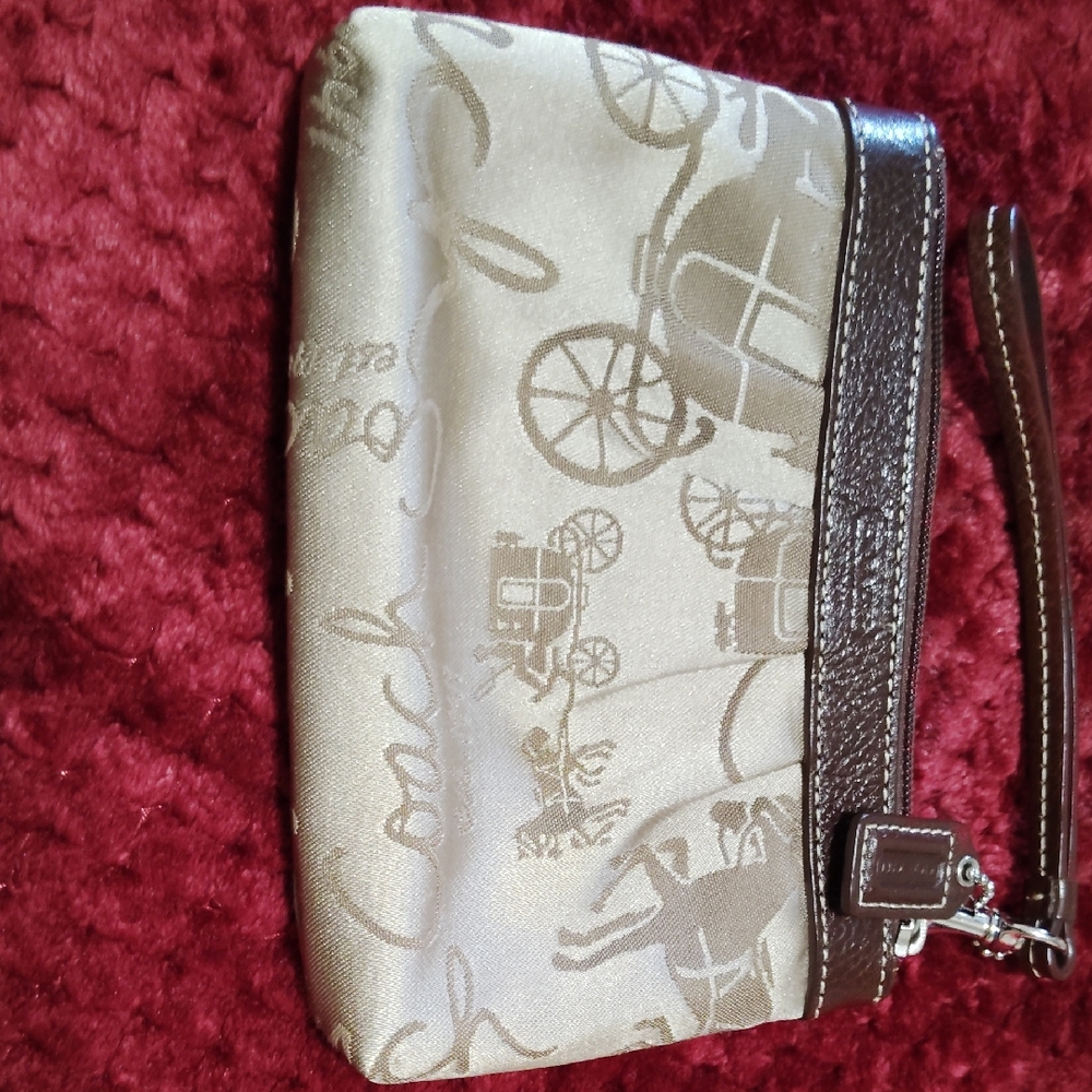 Coach Beige and Dark Brown Wristlet